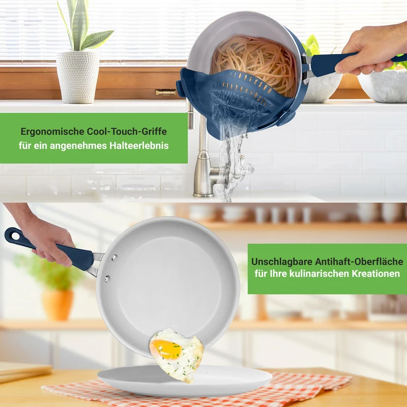 20-teiliges Non-Stick-Saucepan, Pfannen- und Backformset - Kochset PFOA/PFOS frei für Gas, Strom, Keramik und Induktion - Enthält Pfannen, Töpfe, Backdosen, Laibdose, Muffinform