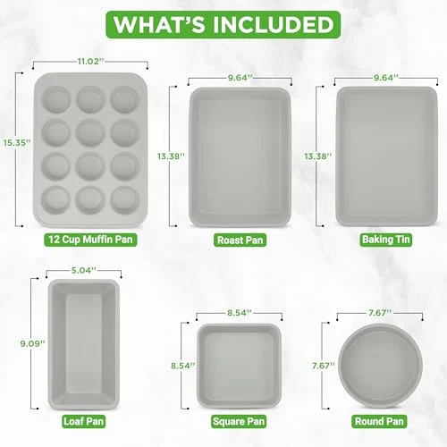 20-teiliges Non-Stick-Saucepan, Pfannen- und Backformset - Kochset PFOA/PFOS frei für Gas, Strom, Keramik und Induktion - Enthält Pfannen, Töpfe, Backdosen, Laibdose, Muffinform