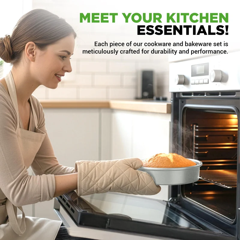 20-teiliges Non-Stick-Saucepan, Pfannen- und Backformset - Kochset PFOA/PFOS frei für Gas, Strom, Keramik und Induktion - Enthält Pfannen, Töpfe, Backdosen, Laibdose, Muffinform