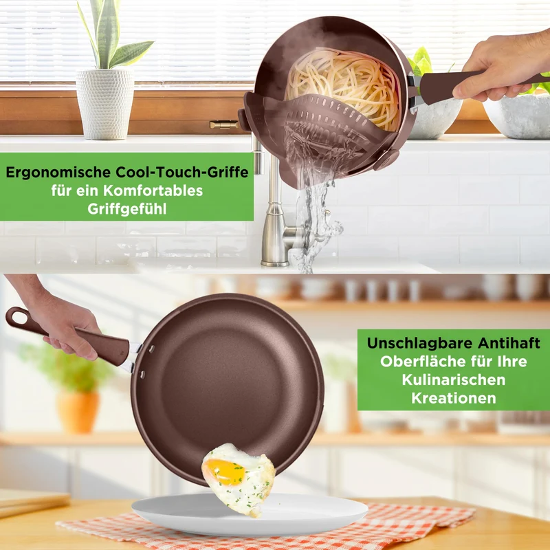 Induktions-Saucepan-Set, 14 Stück, Non-Stick-Beschichtung, Töpfe & Pfannen PFOA/PFOS frei, Kochtopf-Set, Küchenset, Edelstahl, Aluminium - Hochwertiges Kochgeschirr / NEU & OVP!