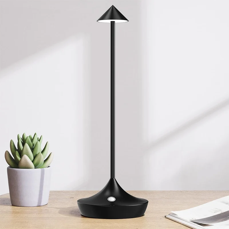 LED-Batterie Tischlampe Drahtloses , modernem Aluminium Dimmable Wireless Tischlampe 6000 mAh, wasserdicht, Tischlampen wiederaufladbar für Innen-Aussentisch Tisch Restaurant