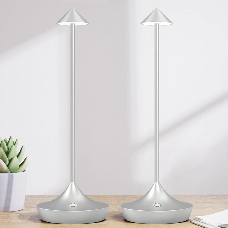 LED-Batterie Tischlampe Drahtloses , modernem Aluminium Dimmable Wireless Tischlampe 6000 mAh, wasserdicht, Tischlampen wiederaufladbar für Innen-Aussentisch Tisch Restaurant