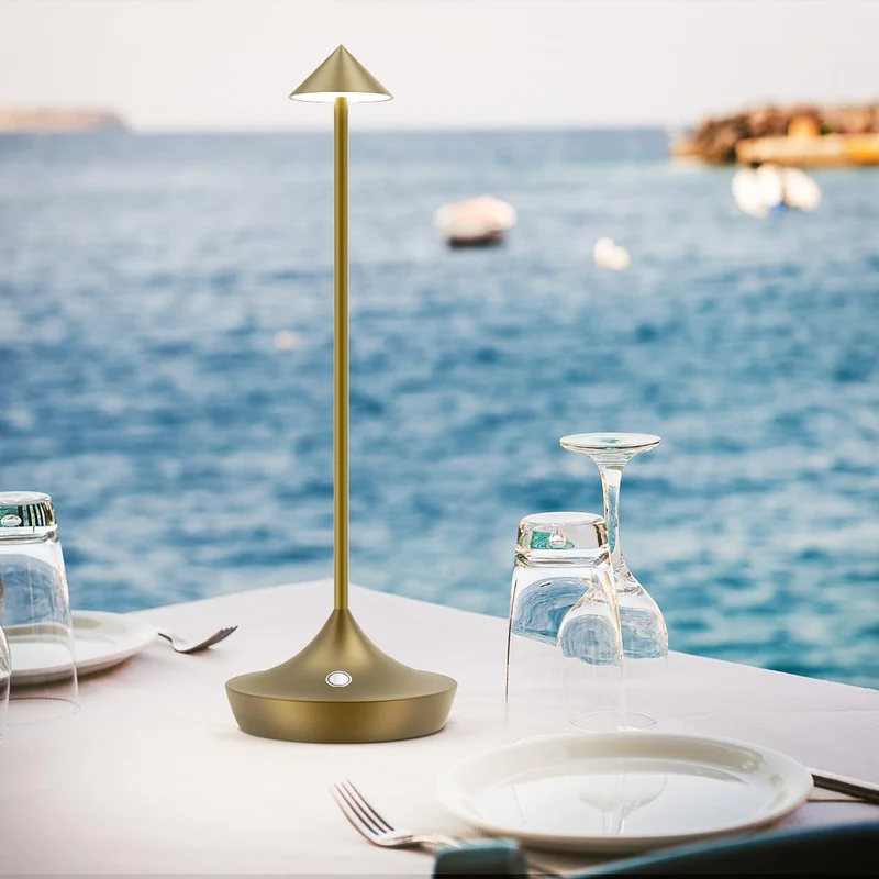 LED-Batterie Tischlampe Drahtloses , modernem Aluminium Dimmable Wireless Tischlampe 6000 mAh, wasserdicht, Tischlampen wiederaufladbar für Innen-Aussentisch Tisch Restaurant