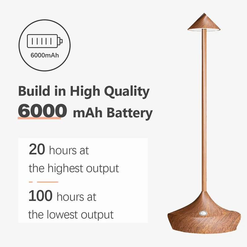 LED-Batterie Tischlampe Drahtloses , modernem Aluminium Dimmable Wireless Tischlampe 6000 mAh, wasserdicht, Tischlampen wiederaufladbar für Innen-Aussentisch Tisch Restaurant