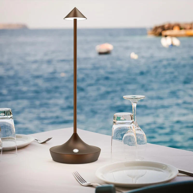 LED-Batterie Tischlampe Drahtloses , modernem Aluminium Dimmable Wireless Tischlampe 6000 mAh, wasserdicht, Tischlampen wiederaufladbar für Innen-Aussentisch Tisch Restaurant