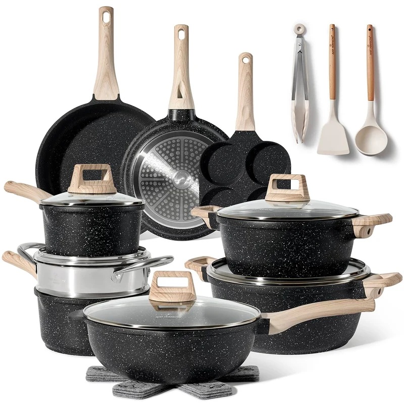 Induktionsgefässe - Pfannenset mit Deckel - Induktionsgefässe Set - Töpfe & Pfannen Set ohne PTFE und PFOA - Kochgeschirr-Topf-Induktion