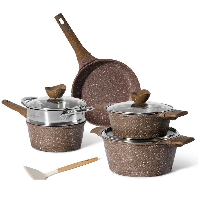 Induktionsgefässe - Pfannenset mit Deckel - Induktionsgefässe Set - Töpfe & Pfannen Set ohne PTFE und PFOA - Kochgeschirr-Topf-Induktion
