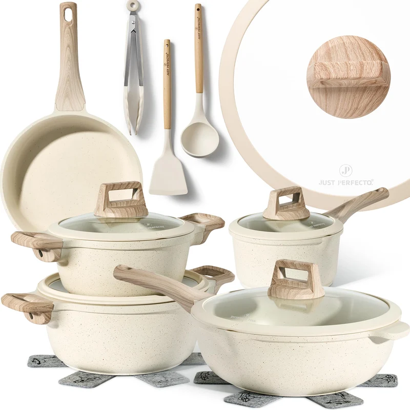 Induktionsgefässe - Pfannenset mit Deckel - Induktionsgefässe Set - Töpfe & Pfannen Set ohne PTFE und PFOA - Kochgeschirr-Topf-Induktion