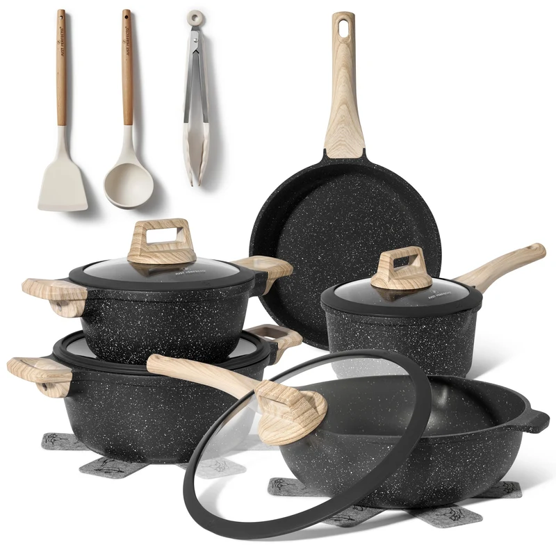 Induktionsgefässe - Pfannenset mit Deckel - Induktionsgefässe Set - Töpfe & Pfannen Set ohne PTFE und PFOA - Kochgeschirr-Topf-Induktion