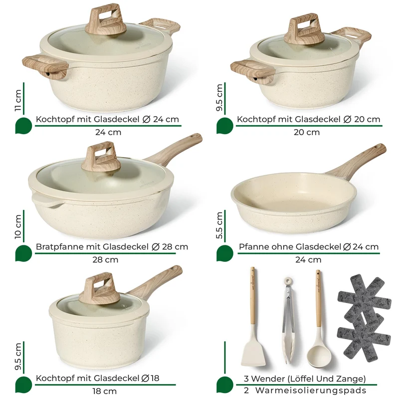 Induktionsgefässe - Pfannenset mit Deckel - Induktionsgefässe Set - Töpfe & Pfannen Set ohne PTFE und PFOA - Kochgeschirr-Topf-Induktion