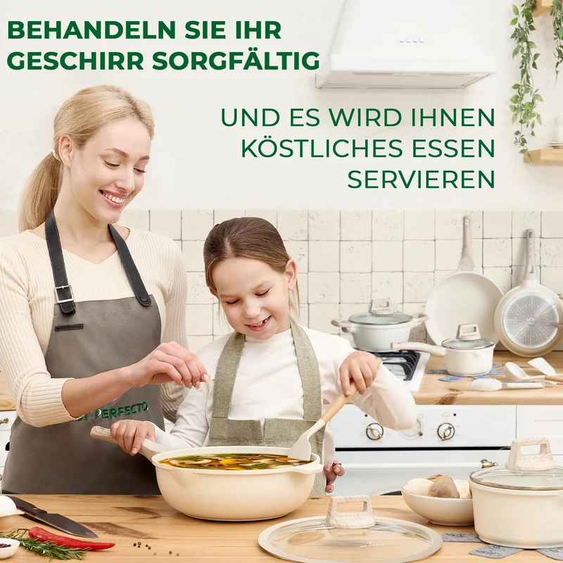 Induktionsgefässe - Pfannenset mit Deckel - Induktionsgefässe Set - Töpfe & Pfannen Set ohne PTFE und PFOA - Kochgeschirr-Topf-Induktion
