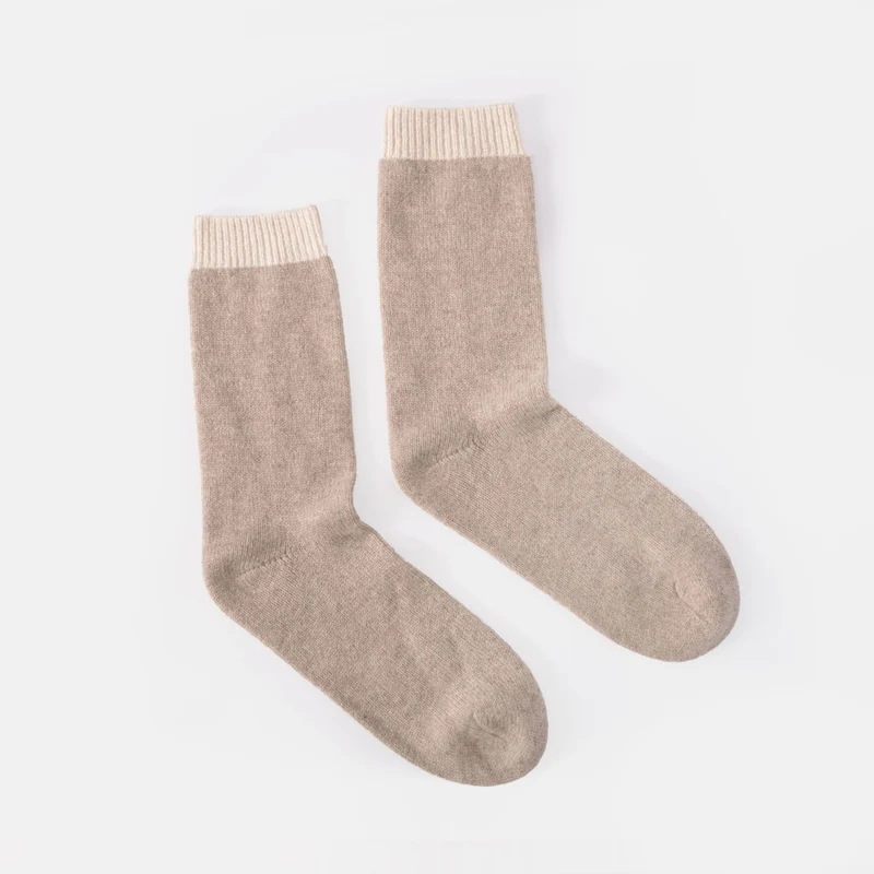 Ludlow Taupe & Pearl Organic Cashmere Bed Socks