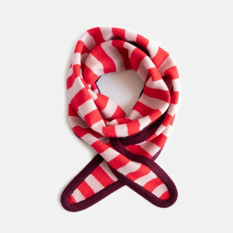 Red/Pink Stripe Cashmere Neck Scarf