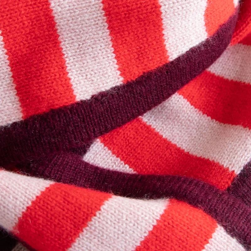 Red/Pink Stripe Cashmere Neck Scarf