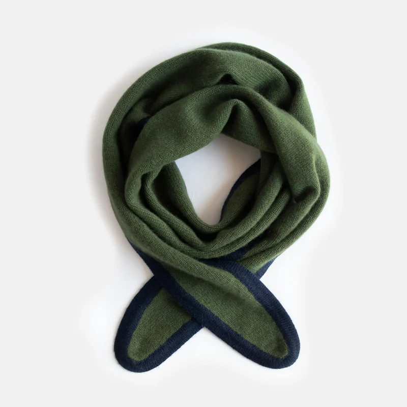 Khaki/Navy Cashmere Neck Scarf