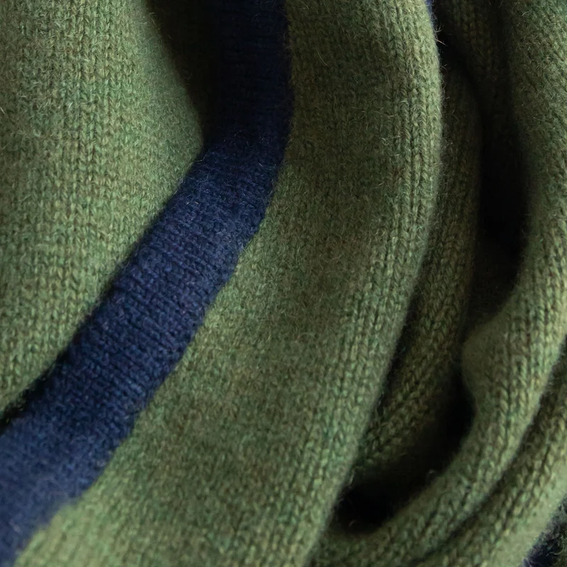 Khaki/Navy Cashmere Neck Scarf