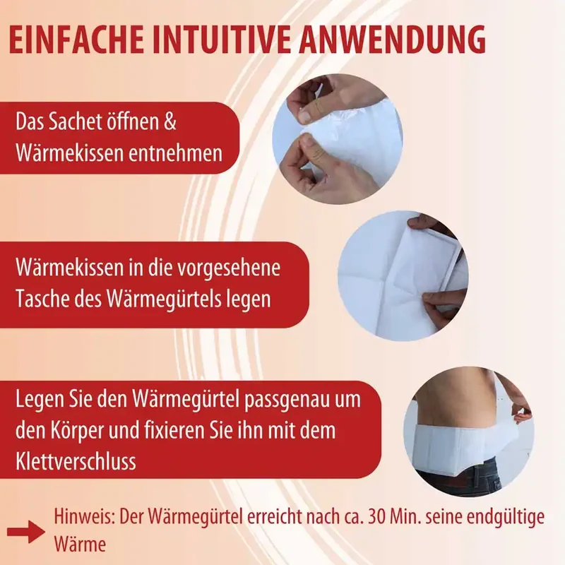 Medizinischer Wärmegürtel 6+1 Anwendung
