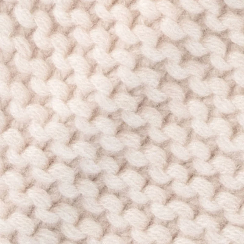 Cream Chunky Link Knit Organic Cashmere Triangle Scarf