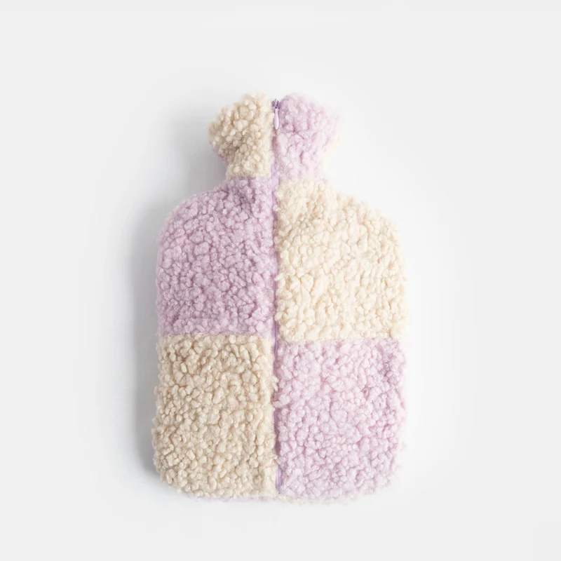 Lilac/Cream Check Borg Hot Water Bottle