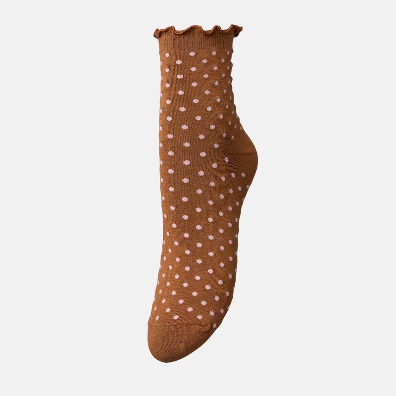 Mocha Brown Frilled Dot Socks