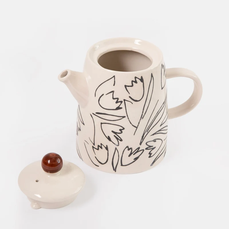 Outline Flowers Small Teapot