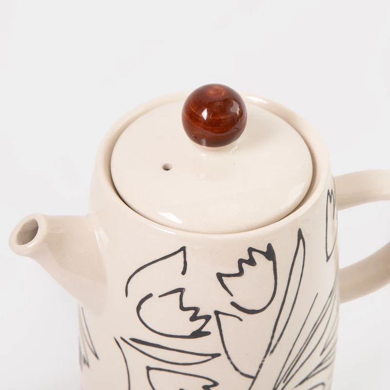 Outline Flowers Small Teapot