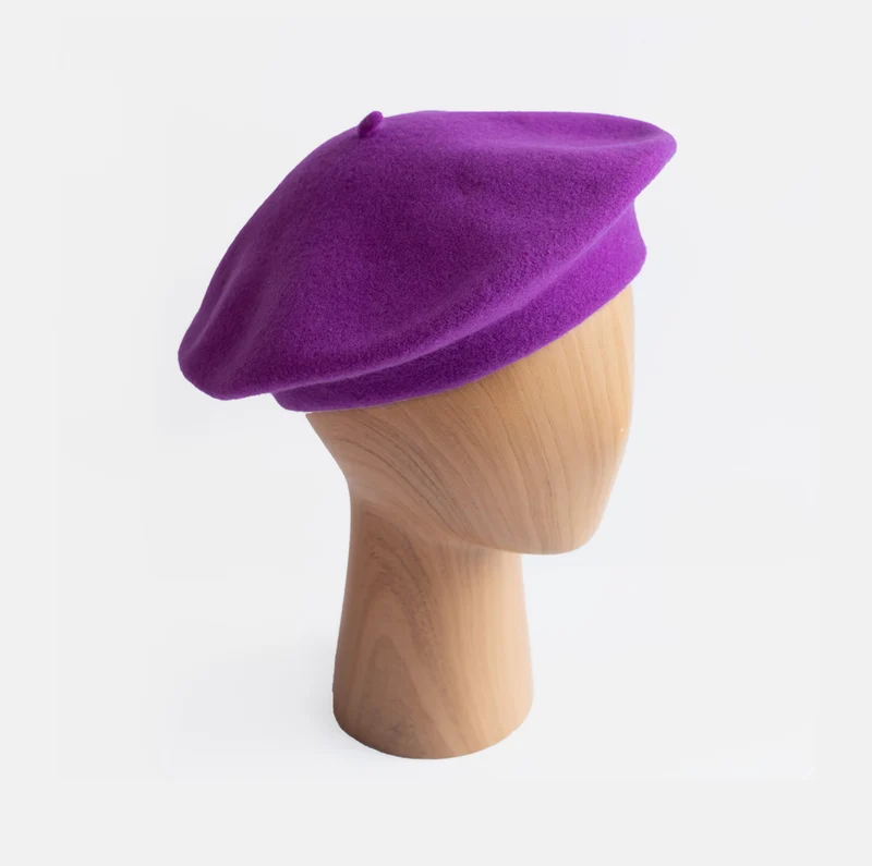 Purple Pure Merino Classic Beret