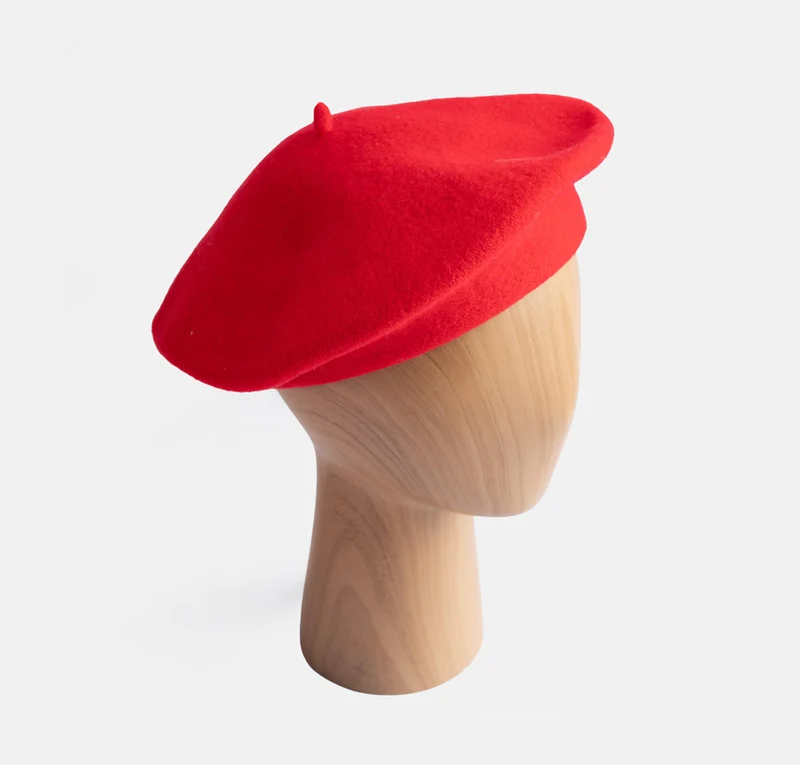 Bright Red Pure Merino Classic Beret