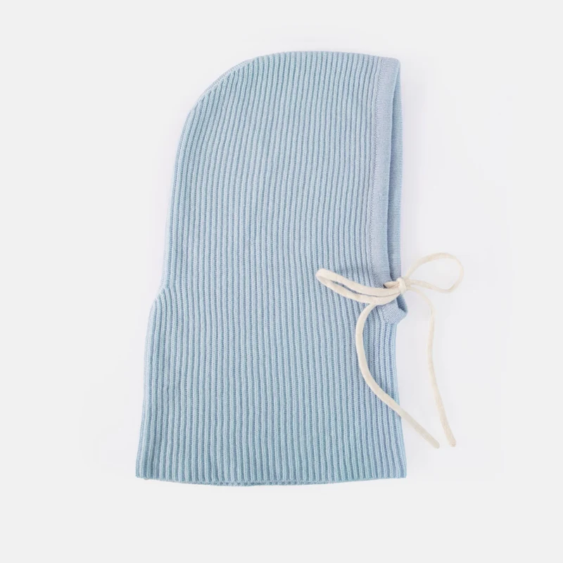 Arctic Blue Organic Cashmere Balaclava Hood