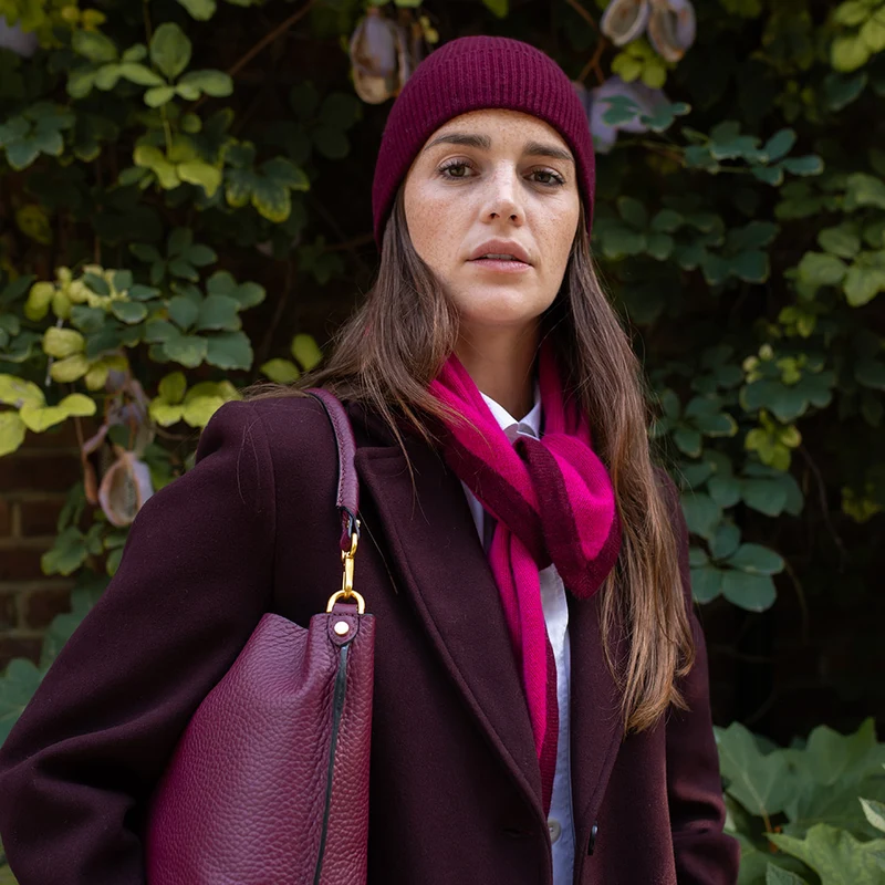 Raspberry/Burgundy Cashmere Triangle Scarf