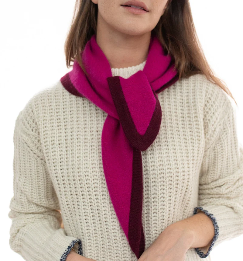 Raspberry/Burgundy Cashmere Triangle Scarf