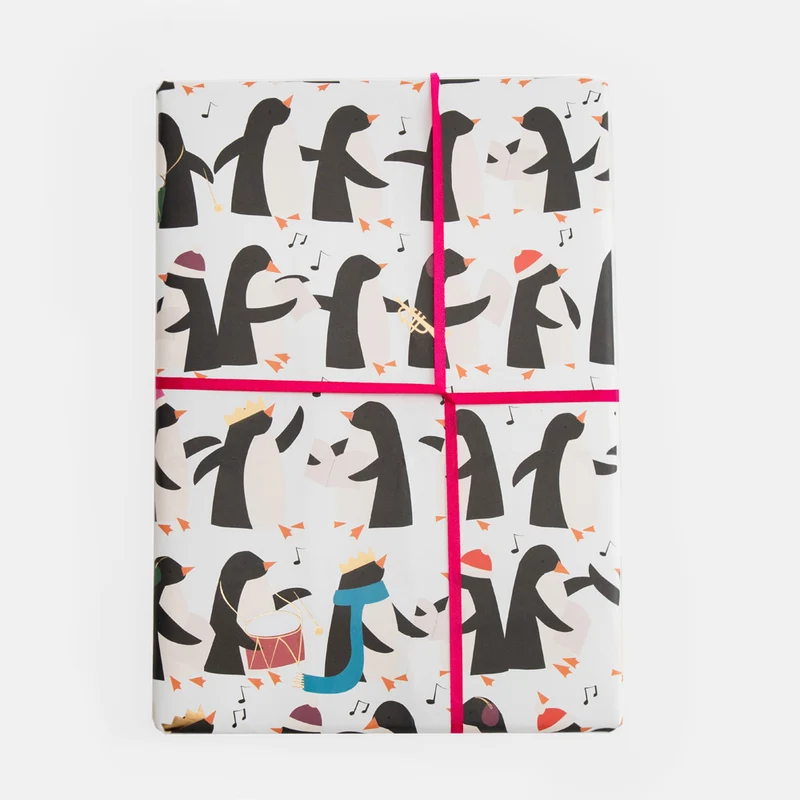Singing Penguins Christmas Wrapping Paper