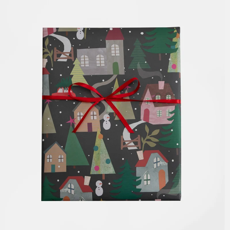 Snowy Houses Christmas Wrapping Paper