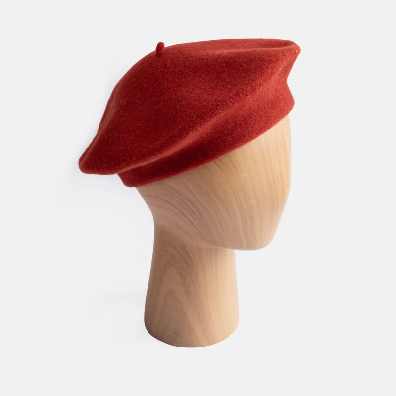 Rust Orange Pure Merino Classic Beret