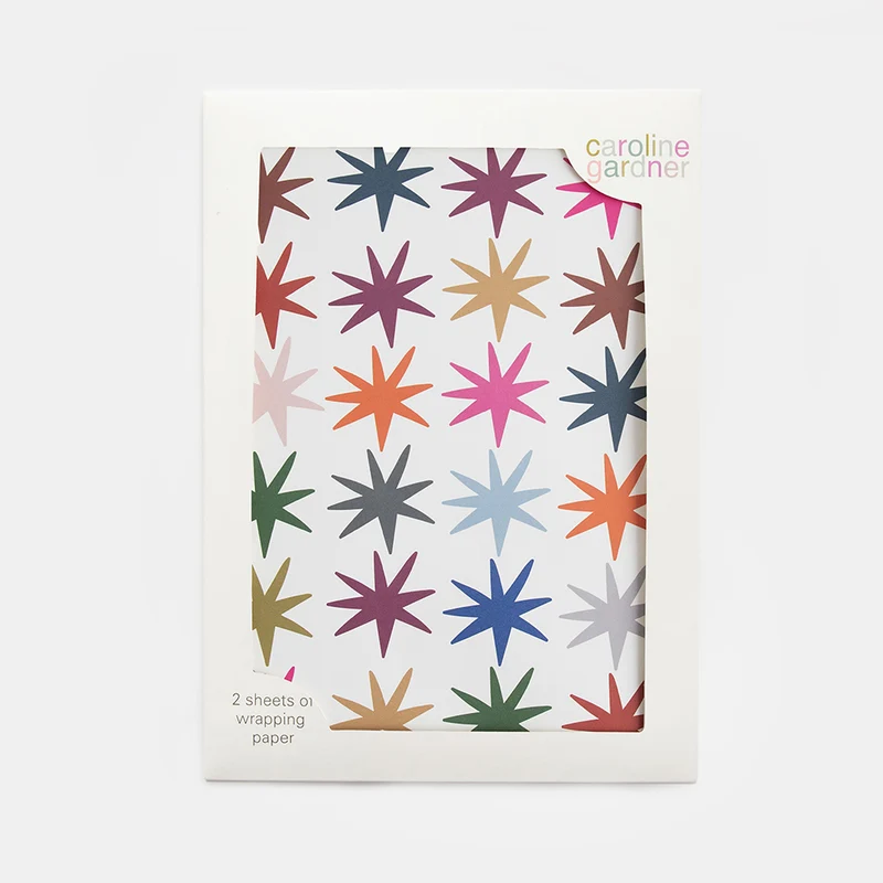 Festive Stars Wrapping Paper Set of 2 Sheets