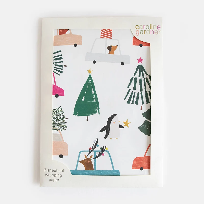 Festive Animals Wrapping Paper Set of 2 Sheets