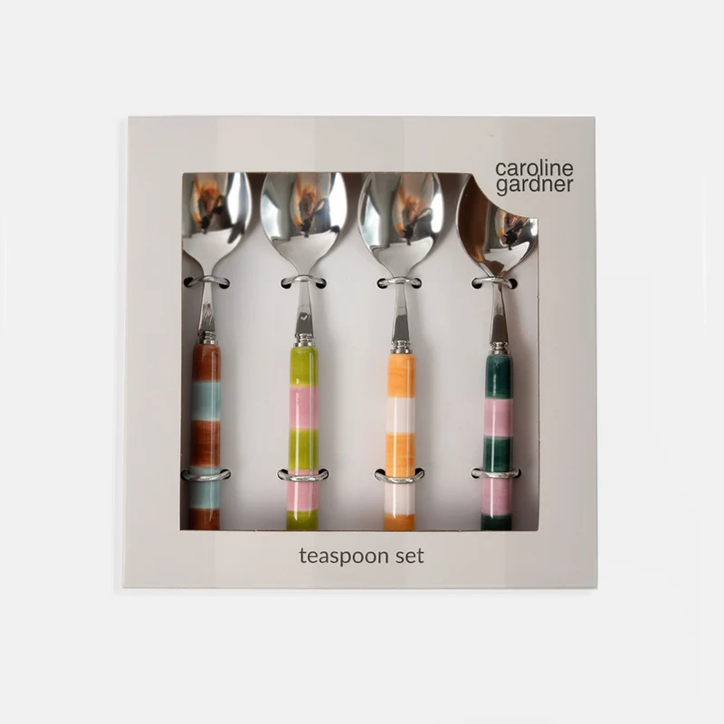Multi Stripe Stoneware Teaspoons Set of 4