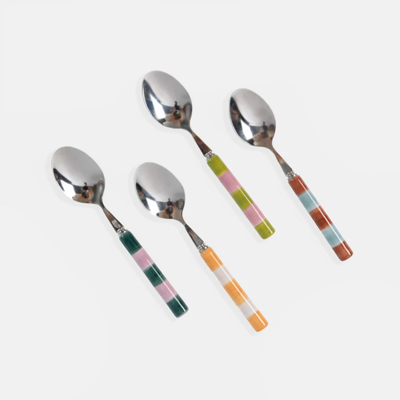 Multi Stripe Stoneware Teaspoons Set of 4