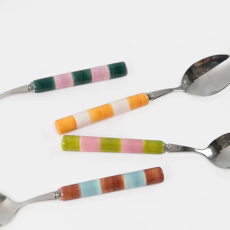 Multi Stripe Stoneware Teaspoons Set of 4