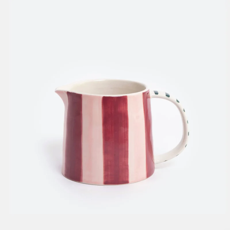 Wine & Pink Stripe Wide Milk Jug