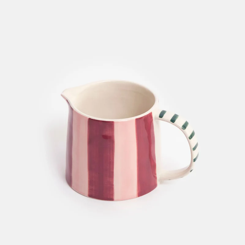 Wine & Pink Stripe Wide Milk Jug