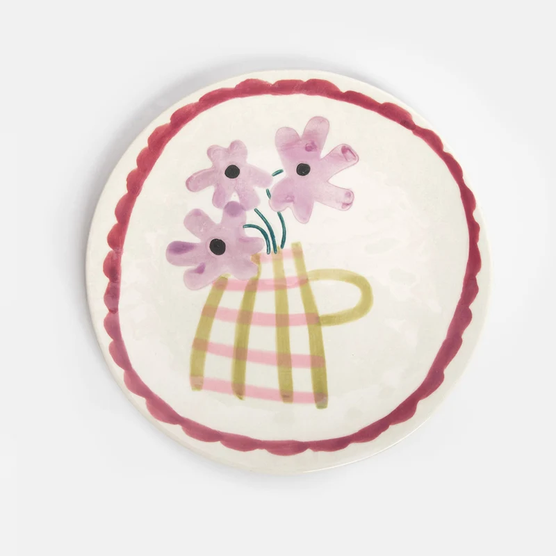 Lilac Flowers In Vase Ceramic Plate