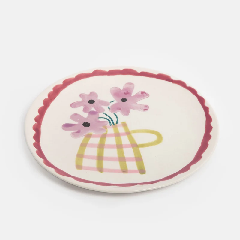 Lilac Flowers In Vase Ceramic Plate