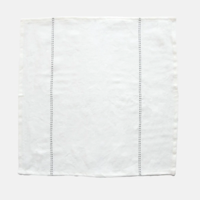 White/Black Linen Napkins Set of 4