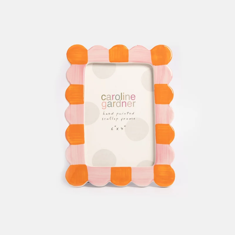 Pink & Orange Scallop Edge Photo Frame 4x6"