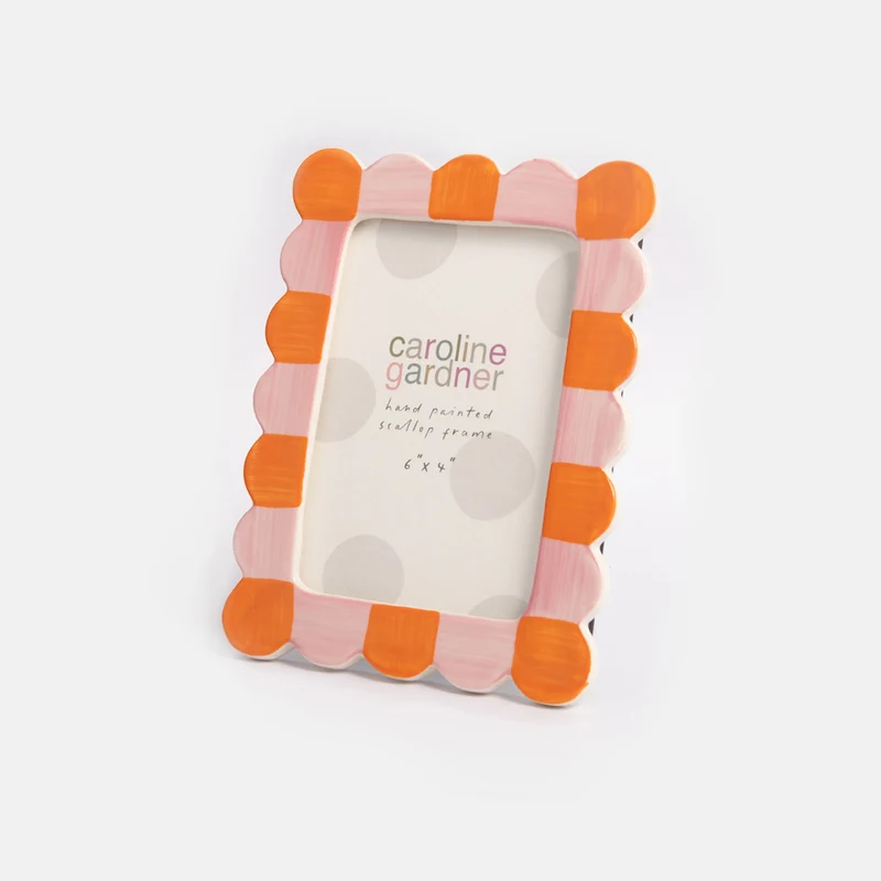 Pink & Orange Scallop Edge Photo Frame 4x6"