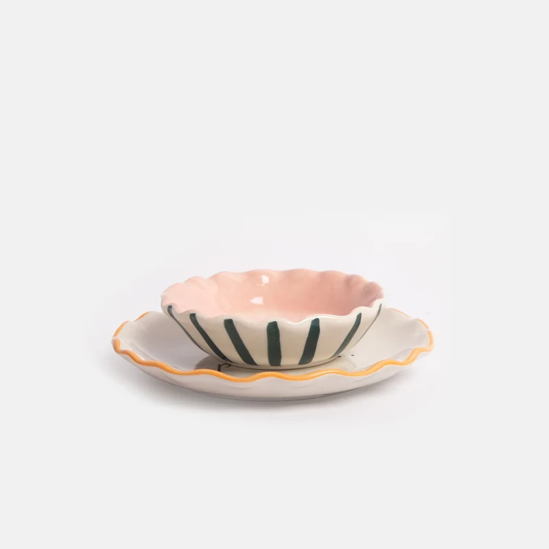 Pink Flower Set of 2 Trinket Bowls