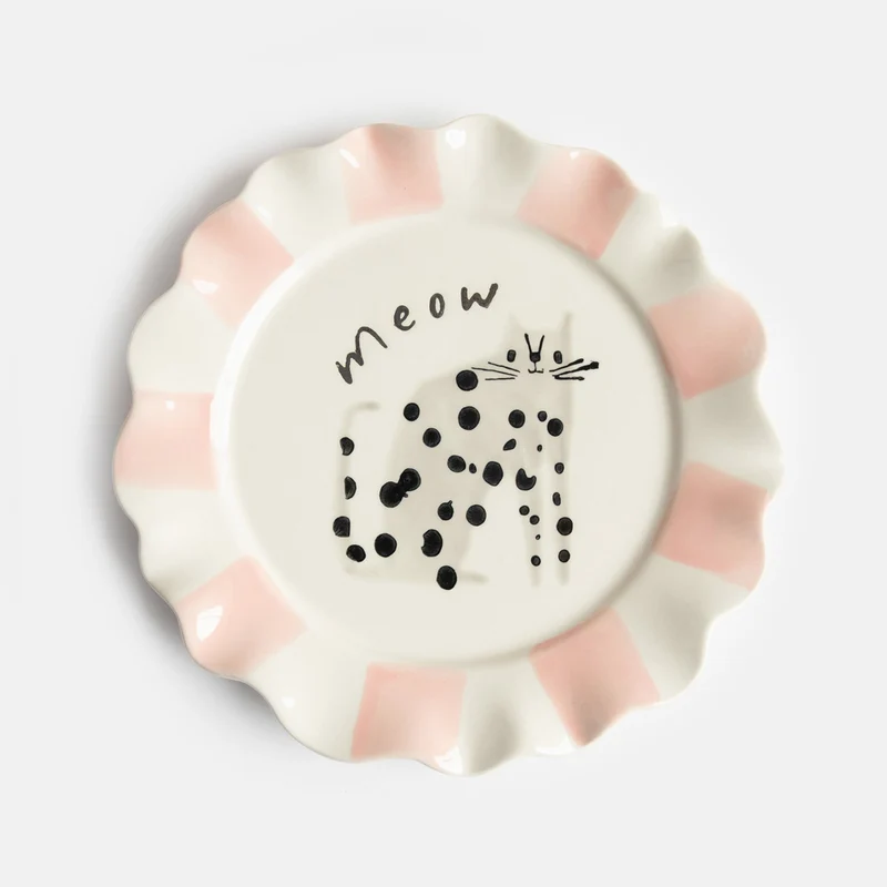 Meow Dotty Cat Ceramic Plate