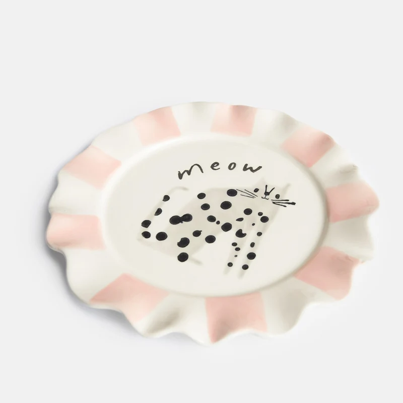 Meow Dotty Cat Ceramic Plate