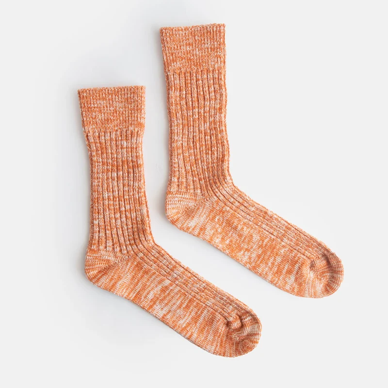 Men's Orange Melange Cotton Socks